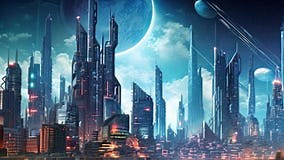 Future city. 3D rendering stock footage. Video of district - 312817400