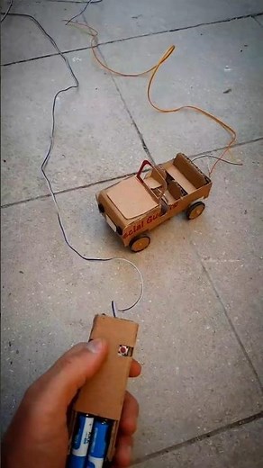 make remote control wired car with cardboard and dc motor