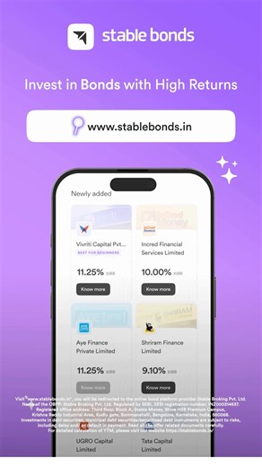 Looking for stable, high-return investments? Earn 9–12% fixed returns annually with government and corporate bonds — all through a SEBI-registered platform. ✅ Monthly payout options ✅ Not linked to stock market volatility ✅ 100% digital & secure Start building your wealth the smart way — invest in bonds today. | Stable Money