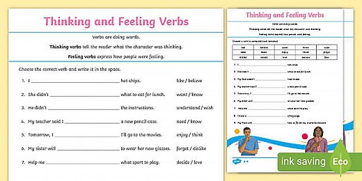 Thinking and Feeling Verb Worksheets
