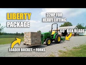 John Deere 3032E Liberty Package | Tractor, Loader, Forks & Box Blade