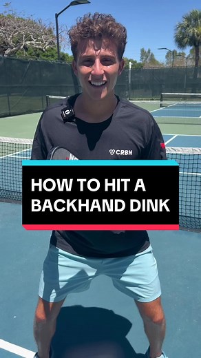 How to hit a Backhand Dink! 🏆🥇 ✅ ‘Draw a Line’ to the opponent with your feet. ✅ Compact Swing - Start at back hip and go just past your front one. ✅ Paddle angle creates spin.. NOT chop! ✅ Whichever height you strike the ball, stay that same level! #pickleballtiktok #pickleball #pickleballislife #pickleballhighlights #pickleballaddiction #pickleballrocks