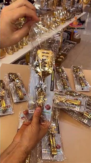 Luxury Golden Dessert Spoon & Fork Set | Elegant Coffee & Cake Cutlery #kitchen #اكسبلور #trend