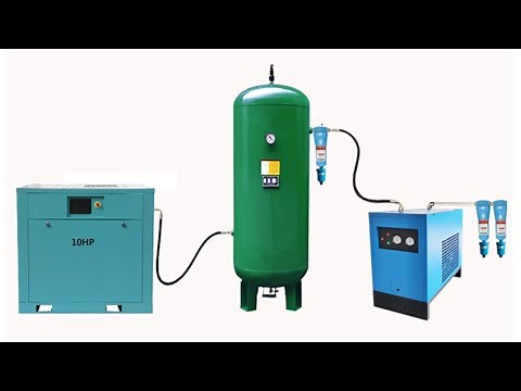 How to Connect Screw Air Compressor, Air Tank and Dryer.