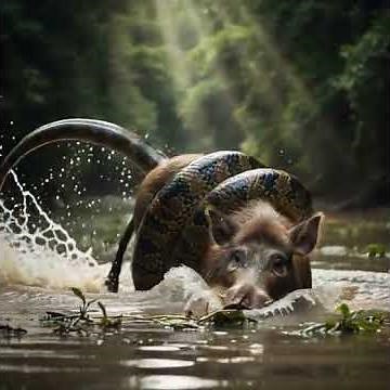The anaconda attacks to pig #anacondaattack #anaconda #pig