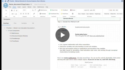 AltoDocs MathCanvas Demo: Mathcad Alternative Live Engineering Calculations | AltoDocs.io