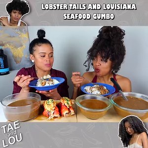 LOBSTER TAILS AND LOUISIANA SEAFOOD GUMBO MUKBANG! #ASMR #MUKBANG #eatingshow #eatingsounds | Tae and Lou