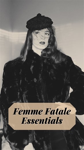 Dahlia • Vintage Fashion & Beauty Creator on Instagram: "Femme Fatale Style Essentials, Part 1 • Here are three items to wear to channel the hard-boiled babes of film noir. What would you add to the #femmefatale closet? •Outfit breakdown• Black pencil dress: @theprettydress Hats, handbag, faux fur coat: vintage Heels: @remixvintageshoes ‘Miranda’ Tights: past season Hue  Follow for more vintage #styletips. #femmefatales #vintagestyle #1940sfashion"