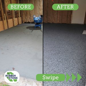 2K views | ✨ Transform your garage with Rubber Stone! ✨ Check out this stunning before-and-after: from worn-out concrete to a sleek, comfortable, and stylish Rubber Stone floor. Enjoy easy cleaning and low maintenance—perfect for any space!  Location: Conway, New Hampshire  Installed by: RWN Property Services | RWN Property Services and Nu Rock Creations #RubberStone #GarageMakeover #HomeImprovement #StyleAndComfort | Rubber Stone Head Office | Facebook