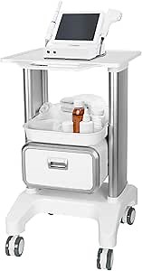 Medical Trolley Cart Mobile Ultrasound Cart 130 LBS Load Professional Portable Storage Drawer with 4 Silent Wheels Tray for Hospital Dental Clinic Beauty Salon Office Bedroom