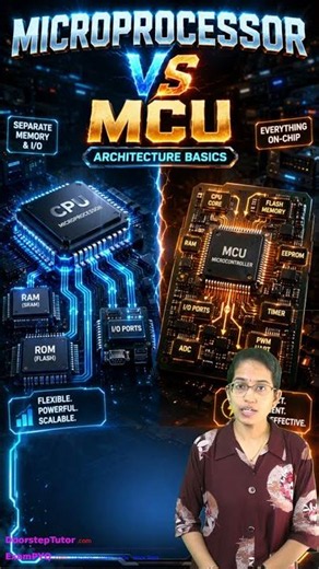 Microprocessor vs. Microcontroller: Architecture Explained 🚀 #Electronics #ISRO
