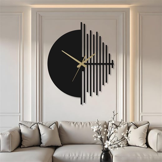 Abstract Geometric Metal Wall Clock | Large Mid Century Modern Decor | Unique Silent Clock Gift - Etsy