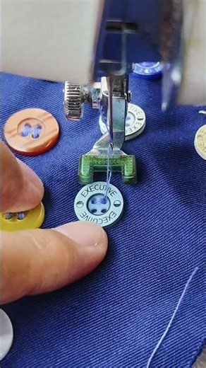 Sewing button using a Janome sewing machine #sewing
