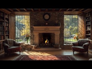 📚 Realistic Fireplace Reading Ambience | Cozy Castle Library for Study & Focus | No Ads 🔥
