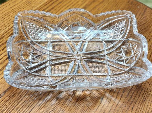 Antique EAPG Indiana Glass "paneled Daisy & Finecut" Oblong Bowl C. 1905 Manganese UV Glow (365nm) Scalloped Edge - Etsy