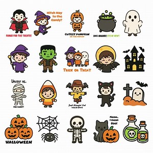Halloween SVG PNG Clipart Bundle Halloween Vector Layered SVG Cricut File Cute Halloween Trick or Treat Design Sticker Spooky Halloween - Etsy