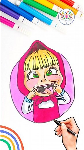 Draw Masha and the Bear | Draw Funny Masha Simple Drawing 🌈👧🏼🐻 #masha #short #viral #funny