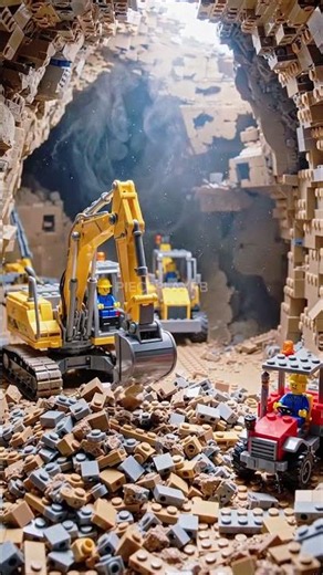 Relaxing LEGO Excavator ASMR | Satisfying Construction Digging Sounds | Underground Rubble Cleanup