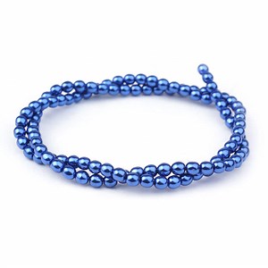 4mm Royal Blue Pearl Coated Czech Glass Pearls Strand
