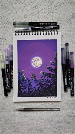 Easy Acrylic Marker Art🌙 #shorts #youtubeshorts #acrylicmarkers #art #explore #fyp #youtube