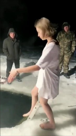 part728#Russian😱Ice#Baptism👙at Night Would You Dare This#Frozen Dive🧊#Epiphany Faith#Freezing#water🌊