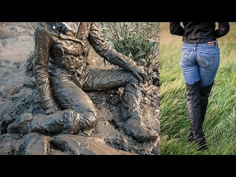 Levis 524 Skinny jeans on a mud adventure