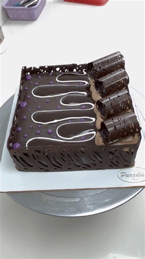 Square truffle cake decorating ideas #viral #trending #squarecake #reels #birthdaycake #video