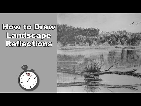 How to Draw a Landscape with Water Reflections in Pencil - Time Lapse Drawing Tutorial