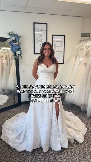 1. Come ready to find “the one.” At Blue Bridal Outlet, gowns are off-the-rack — meaning when you fall in love with a dress, you can take it home the same day. If you love it, don’t wait! 2. Keep an open mind with styles. Our inventory is always changing, and you’ll find a mix of sizes, silhouettes, and designers. Trying on a variety helps you discover what truly flatters you. 3. Know your budget. Our dresses are already discounted, but having a set budget helps your stylist pull the best option