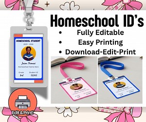 Editable Homeschool Student ID Card Canva Template (digital Download) - Etsy UK