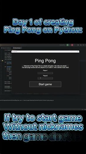 Day 1 of creating Ping Pong on Python #shorts #python #pingpong #coding #scripting #script #code