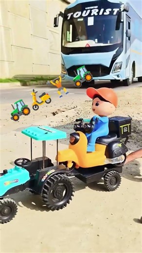 Mini Remote Control RC Small Tractor Boy Bike Loading Unboxing and Tracking Toy Video 🛺🏋️🏍️