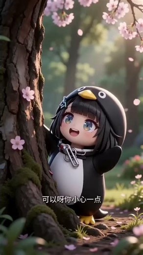 gugugaga Cute Penguin & Fox Girl Cherry Blossom Adventure 🌸 9:16 Vertical Short #friendship