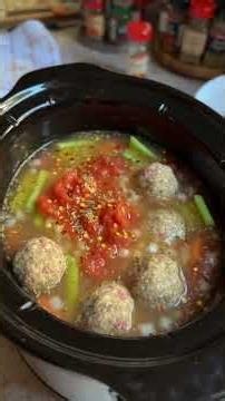 Slow Cooker Turkey Meatball Soup (Set & Forget Dinner!)