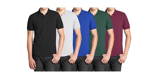 5Pk Men's Classic Polo Golf Shirt