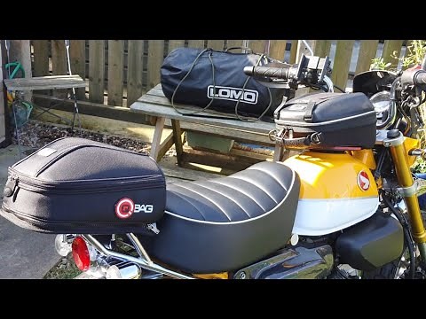 QBag Tail Pack and LOMO Roll bag for Motorcycle Wild Camping Adventures on the Honda Monkey
