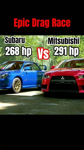Drag Race: Subaru WRX vs Mitsubishi Lancer 🔥 #shorts #supercars #dragrace