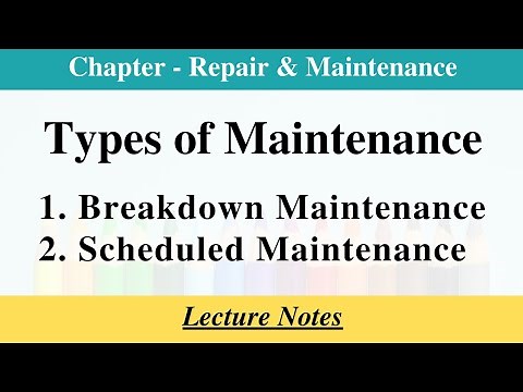 Types of maintenance || Breakdown Maintenance || Scheduled Maintenance || Lecture Notes