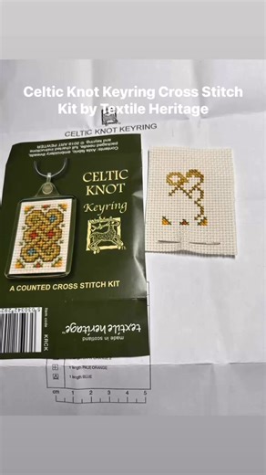 stitching a Celtic Knot Keyring Cross Stitch Kit by Textile Heritage. | Celtic Craft Shop
