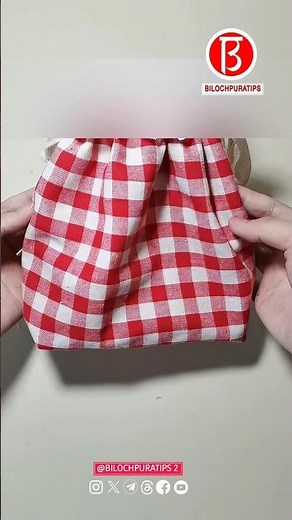 How To Make Red checkered drawstring bag Sewing Tutorial