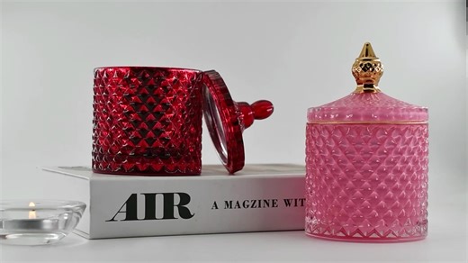 European Style Brilliant Candy Empty Glass Candle Jar Unique Designed Clear Fancy Luxury Glass Wedding Candy Jar for Party