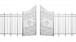 3d animation of opening and closing gates. Fence. Monochrome. Alpha channel