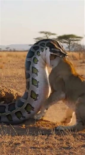 Lioness Chases a Warthog—Then a Giant Python Strikes 😱🐍🦁