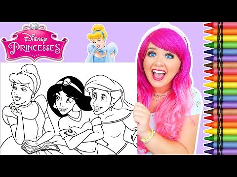 Coloring Cinderella, Ariel & Jasmine | Disney Princess GIANT Coloring Page | Crayola Crayons