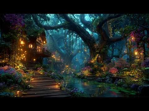 Quiet Nature Fairycore Forest Ambience✨Enchanted Forest Music w/ Fireflies ~ Fall into Deep Calm