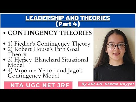Leadership & Theories- 4 | CONTINGENCY THEORIES of Leadership| NTA UGC NET| By AIR JRF Reema Nayyar