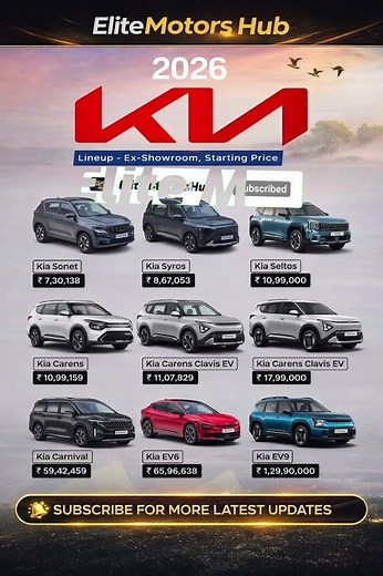 🥶Kia 2026 Car Lineup & Prices in India | Full List From Sonet to EV9 🔥 #shorts #explore #automobile