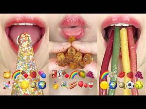asmr 2HOUR SATISFYING & RELAXING EMOJI FOOD CHALLENGE MUKBANG 2시간 이모지 먹방 모음 eating sounds