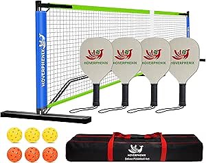 Complete Pickleball net Set for Outdoor, Indoor, Backyard use, Includes Metal Frame, 22 Feet PE net, Paddles, Balls,Carry Bag