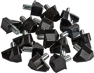 20 Pack Rok Hardware 5 mm (3/16 Inch) Diameter Steel Pin Black Plastic Shelf Support Bracket Peg Kitchen Cabinet Book Shelves Holder 18 mm H x 11 mm W, ROKSP5PBLK